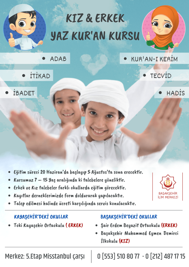 İlim Merkezi Yaz Kuran Kursu Afişi